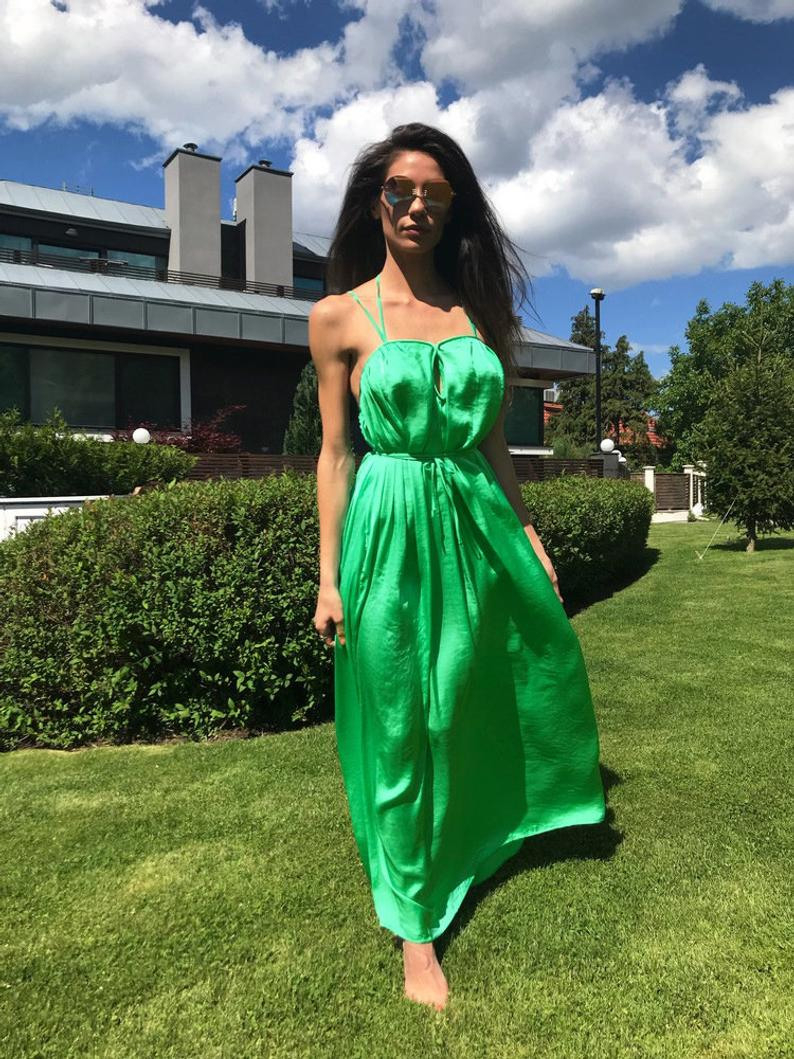 Maxikleid Sommerkleid Frauen Kleid Grünes Kleid Plus  Etsy