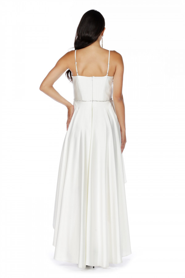 Midaxi Kleid Mit Schmalen Trägern In Satin Weiß