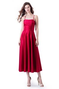Midi Kleid Aus Satin Mit Corsagenoberteil In Rot  Mode