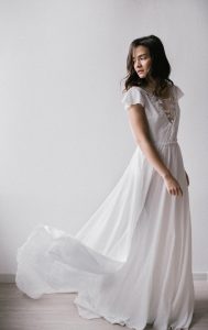 Minimalistische Hochzeitskleid Boho Weißes Kleid