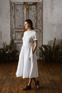 Minimalistische Hochzeitskleid Leinen Kleid Braut Leinen