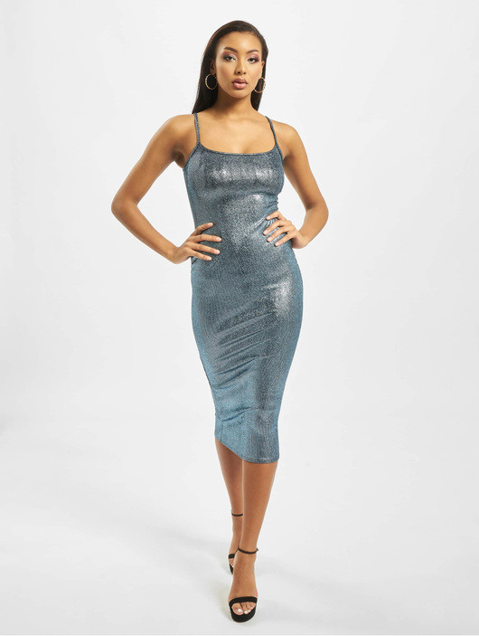 Missguided Damen Kleid Metallic Strappy In Blau 717212