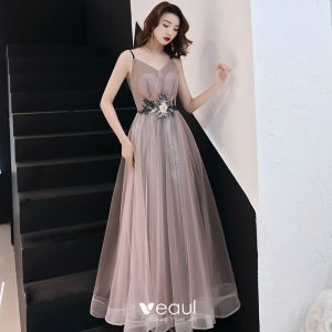 Mode Rosa Abendkleider 2019 A Linie Applikationen Spitze