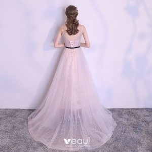 Mode Sommer Pearl Rosa Geflecktes Abendkleider 2018 A