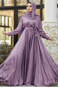 Modest Fashion Dark Lila Hijab Abend Kleid Klila 7140