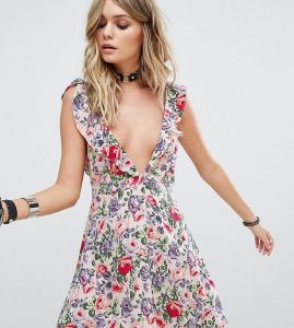 Motel Smock Dress In Floral  비치웨어
