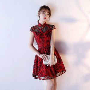 New Lace Black Cheongsam Qipao Dress Style Chinois Femme