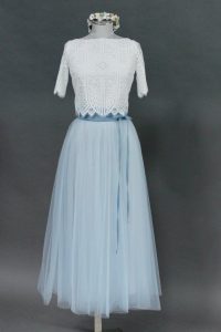 Noni  Tüllrock Brautkleid Blau Wadenlang  Kleid