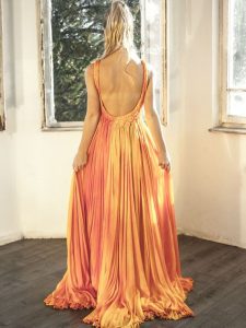 Orange Chiffon Frühling Formelle Brautjungfer Kleid / Prom
