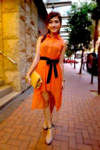 Orange High Low Dress  Short Dresses