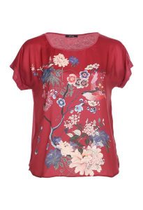Paprika Shirt Mit Japanischem Blumenmuster Große Größen