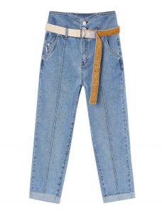 Peace Bird Super High Rise Jeans With Button Detail  High