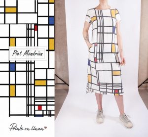 Piet Mondrian Linen Women Dress Long Linen Dress