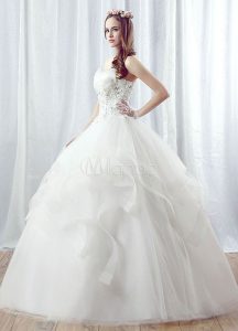 Prinzessin Hochzeitskleid Tüll Maxi Trägerlosen Brautkleid