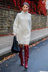 Red Autumn  Zara Strickkleid  Rote Boots  2019