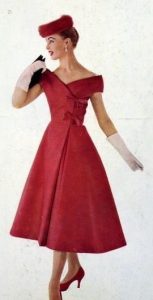 Red Satin Dressjeanne Lanvin Castillo  1956  Vintage