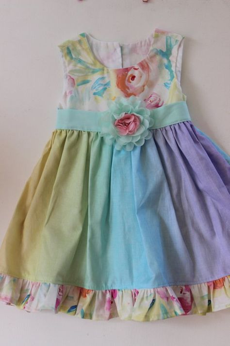 Regenbogenkleid Pastell Boutique Kleid Mädchen  Etsy