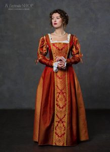Renaissance Dress Red Terracotta Color Gown Italian