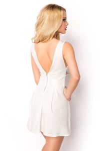 Rosen Muster Kleid Alinie Kurz Weiß  Einzigartiges