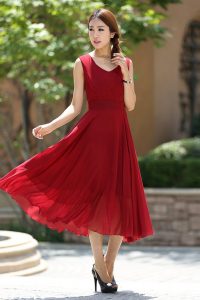 Rotes Kleid Cocktailkleid Sommerkleid Chiffon Kleid  Etsy