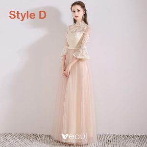 Schöne Pearl Rosa Durchsichtige Brautjungfernkleider 2019