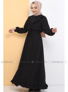 Schwarz  Hijab Kleid