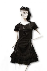 Schwarzes Kleid Mit Satinschleifen Gothic Kleid Schwarz