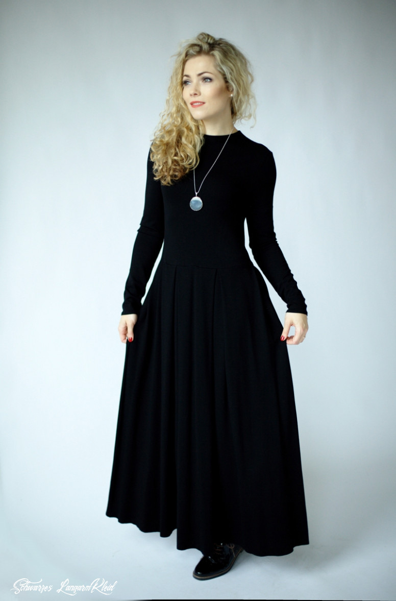 Schwarzes Langarm Kleid  Abendkleider