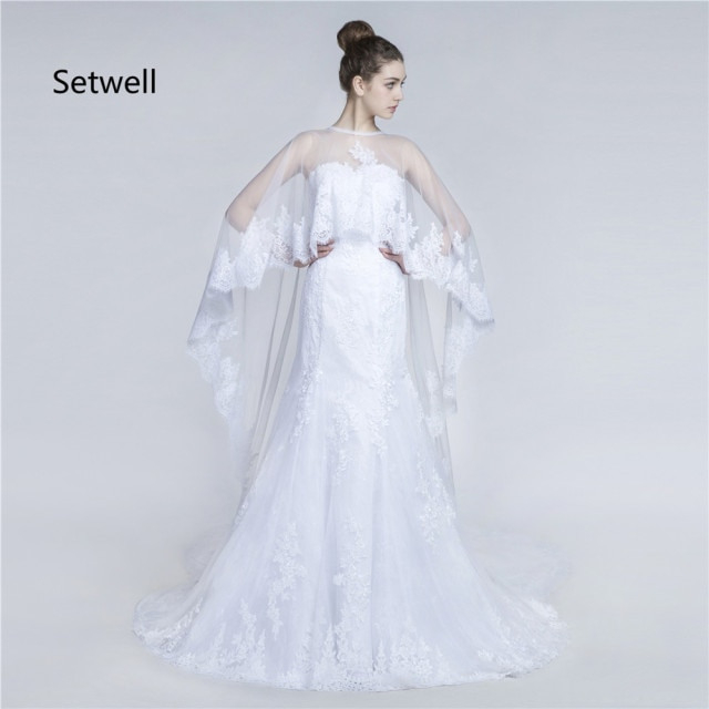 Setwell Einzigartige Zweiteiler Weiß Brautkleider Mit Cape