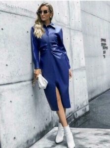 Sexy Zara Royalblau Blogger Lederkleid Leder Kleid S M Neu