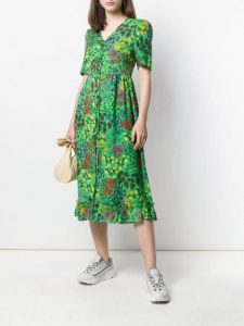 Sjyp Kleid Mit Blumenprint Damen 041 Green Kleidung
