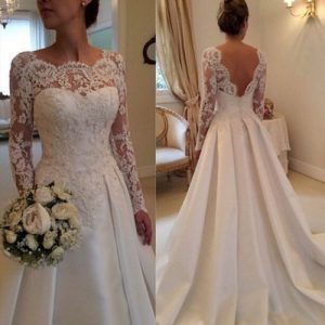Spitze Weiß Elfenbein Brautkleid Hochzeitskleid Abendkleid