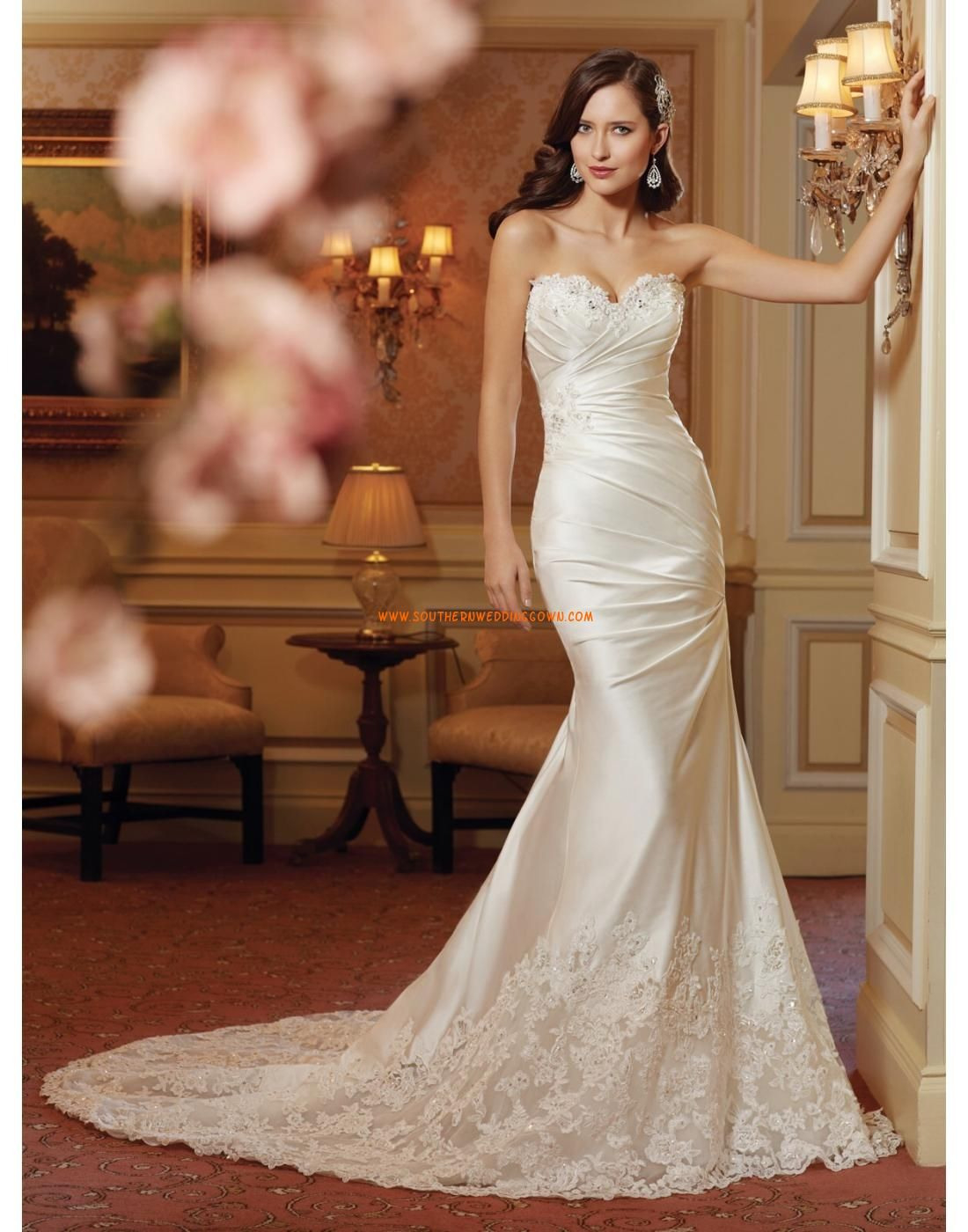 Taft 3/4 Arm Spitze Brautkleider 2014  Hochzeitskleider