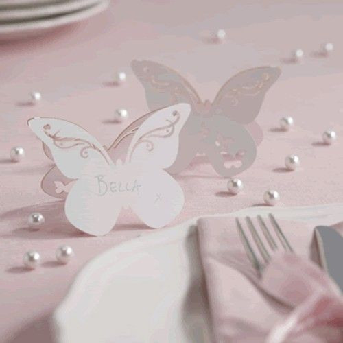 Tischkarte 'Schmetterling' Weiß 10 Stück Mit Bildern