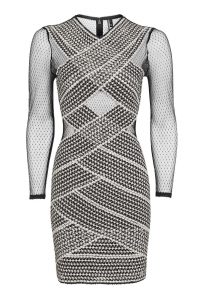 Topshop Long Sleeve Bandage Bodycon Dress In Gray  Lyst