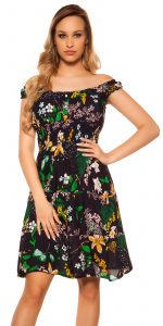 Trendy Off Shoulder Kleid Blumenmuster  Trägerminikleider