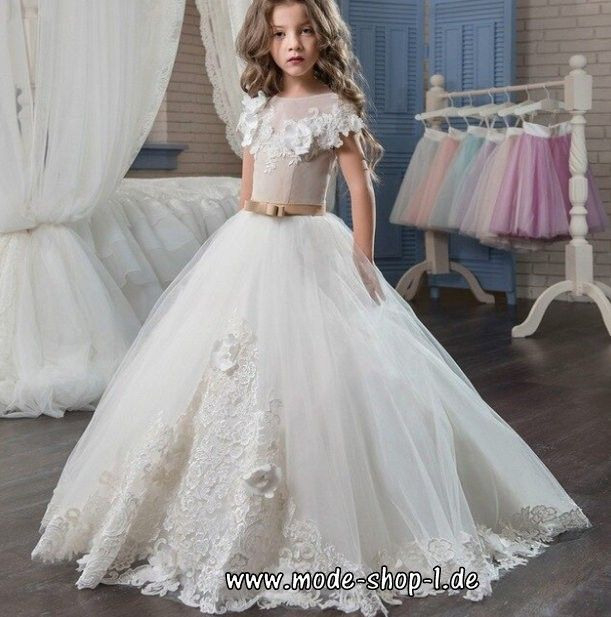 Tüll Prinzessin Mädchenkleid Elegant In Weiß Mit Pinsel