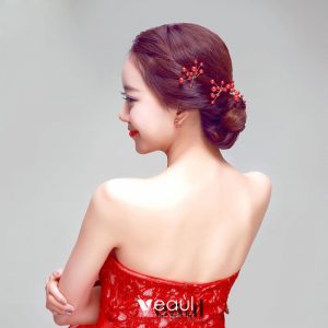 Uförmige Rote Braut Kopfstück / Kopf Blume / Hochzeit