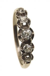 Um 1920  18 Ct Gold Ring / Verlobungsring Mit Diamanten
