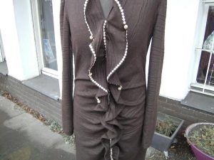 Upcycling Kleid Braunes Kleid Wollkleid Spitzenkleid Kleid