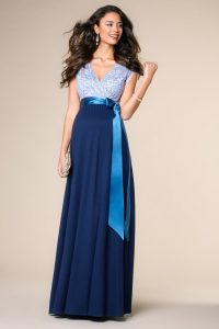 Vintage Rose Umstandskleid Blau Lang  Kleider Lang
