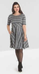 Vintage Stil Kleid  Frostine Mid Dress  Grau Kariert