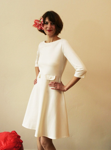 Wedding Dress &quot;Elisa&quot; With Plate Skirt In Cream White