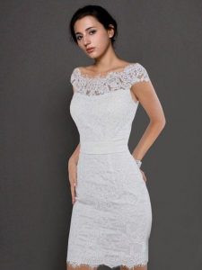 Weiß Spitze Cocktailkleid  Kleider Brautkleid Trägerlos