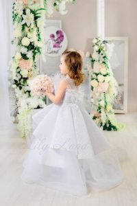 Weiße Hochzeit Blumenmädchen Kleid Mit Zug Prinzessin