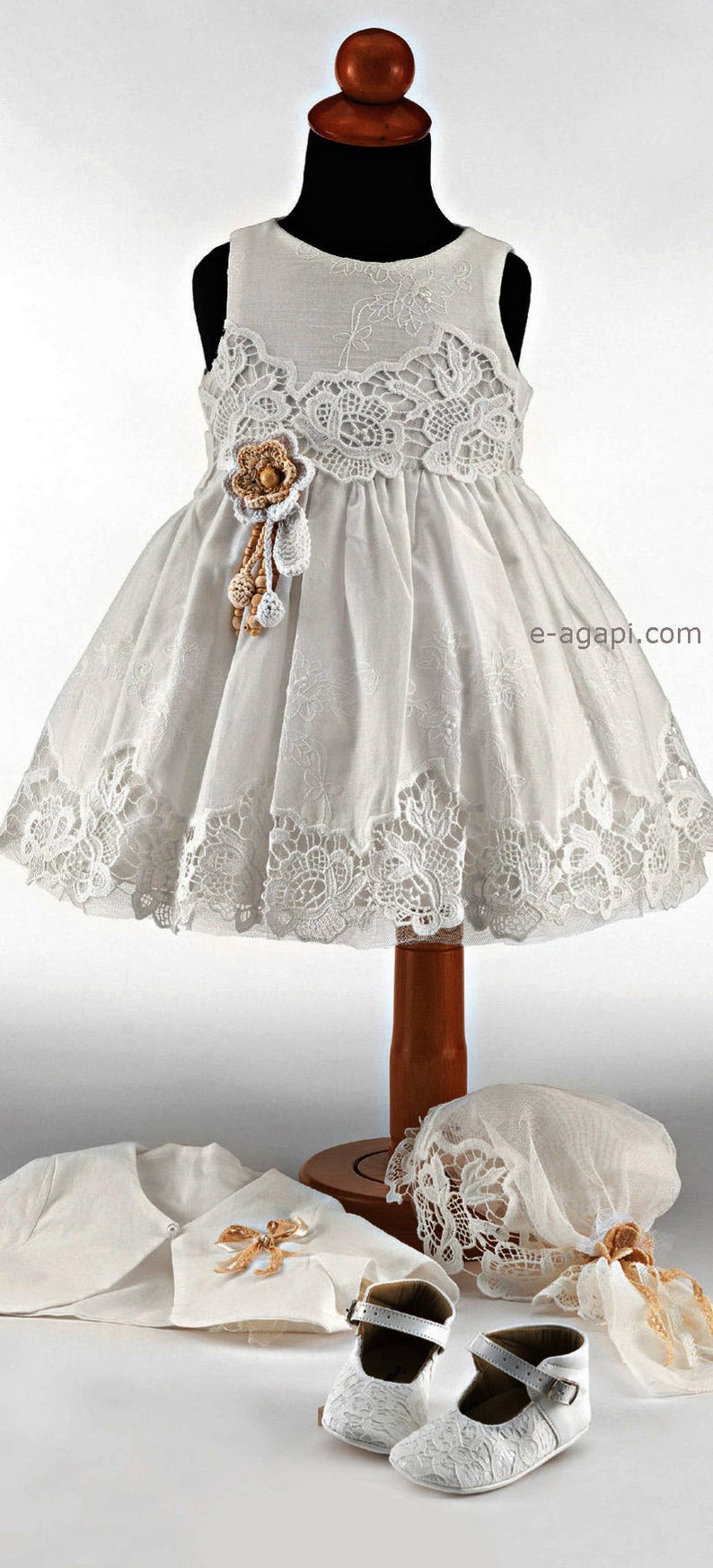 Weiße Taufe Kleid Spitze Häkeln Blume Mädchen Kleid | Etsy