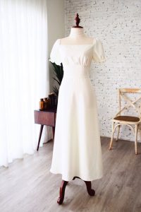 Weißes Kleid Puff Ärmel Vintage Hochzeitskleid Lange