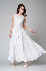 Weißes Kleid Weiß Maxikleid Weiße Chiffonkleid