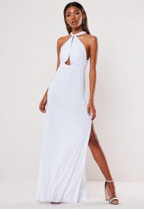 Weißes Langes Kleid Mit Schlitz