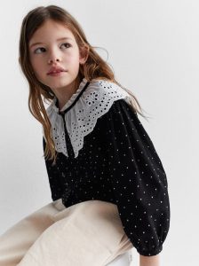 Zara  Kids  Contrasting Blouse With Dotted Mesh In 2020